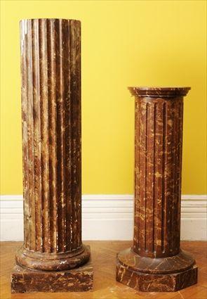 Appraisal: TWO NEOCLASSICAL-STYLE FAUX MARBLE COLUMN-FORM PEDESTALS Each with fluted shaft