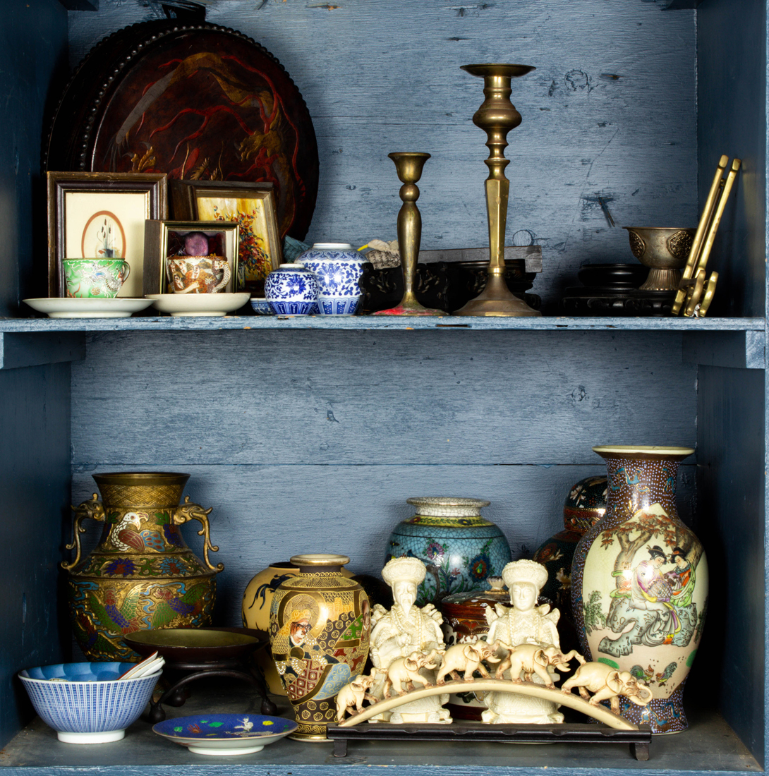 Appraisal: TWO BINS OF MAINLY ASIAN DECORATIVE ARTS Two bins of