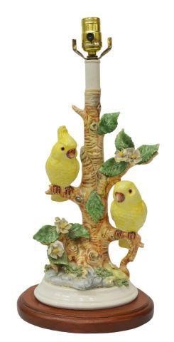 Appraisal: Italian ceramic figure group two yellow birds perched on a