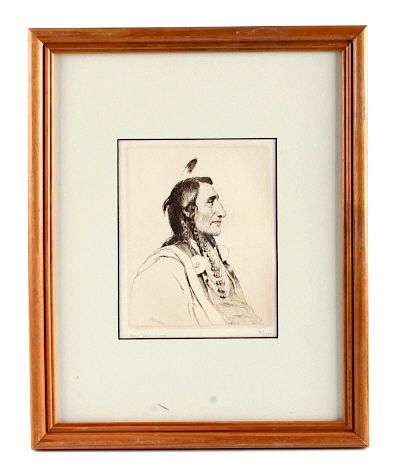 Appraisal: Original Joseph Henry Sharp Framed Etching This is an original