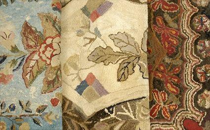 Appraisal: Three Hooked Rugs to x to in Provenance From a