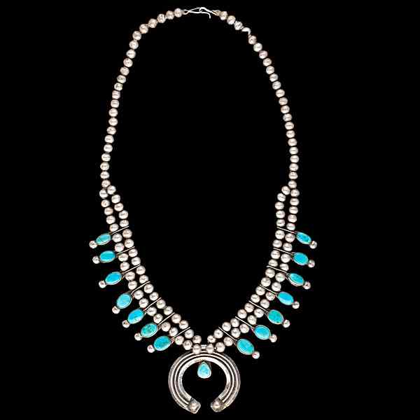 Appraisal: Navajo Necklace with Turquoises Collected by Virginia Doneghy - each