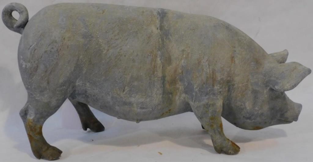 Appraisal: TH C LEAD PIG GARDEN ORNAMENT APPROX high wide long