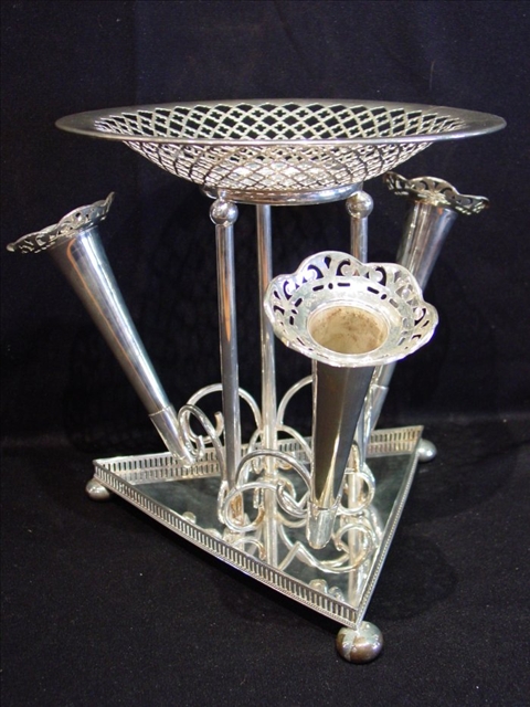 Appraisal: ELECTRO-PLATE SILVER EPERGNE WITH THREE FLUTES