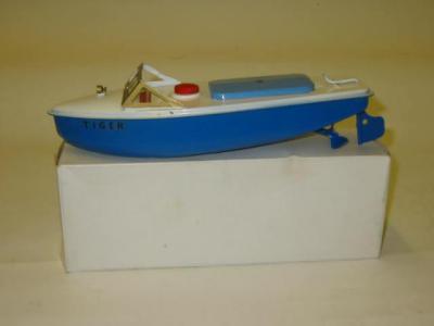 Appraisal: A Tiger speedboat clockwork white deck blue hull long -