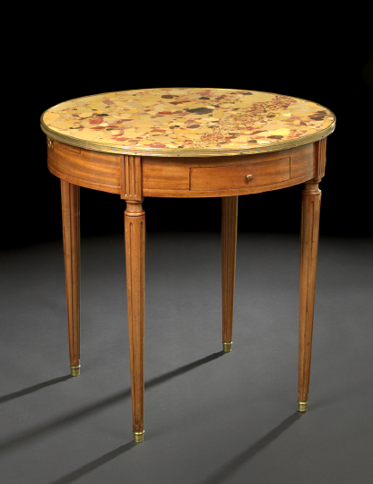 Appraisal: Napoleon III Mahogany and Marble-Top Bouillotte Table third quarter th