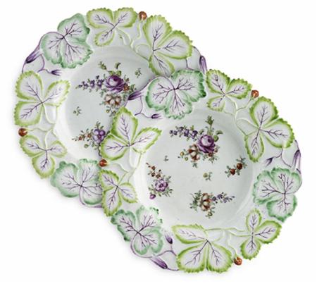 Appraisal: A pair of th century Longton Hall 'strawberry' dessert plates