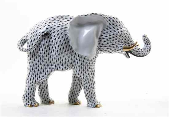 Appraisal: A Herend Porcelain Model of an Elephant with gilt highlights