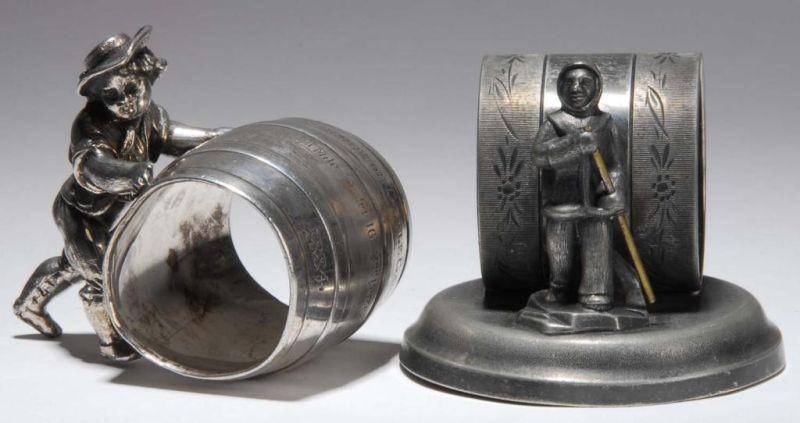 Appraisal: Lot of Figural Napkin Rings Description First is a boy