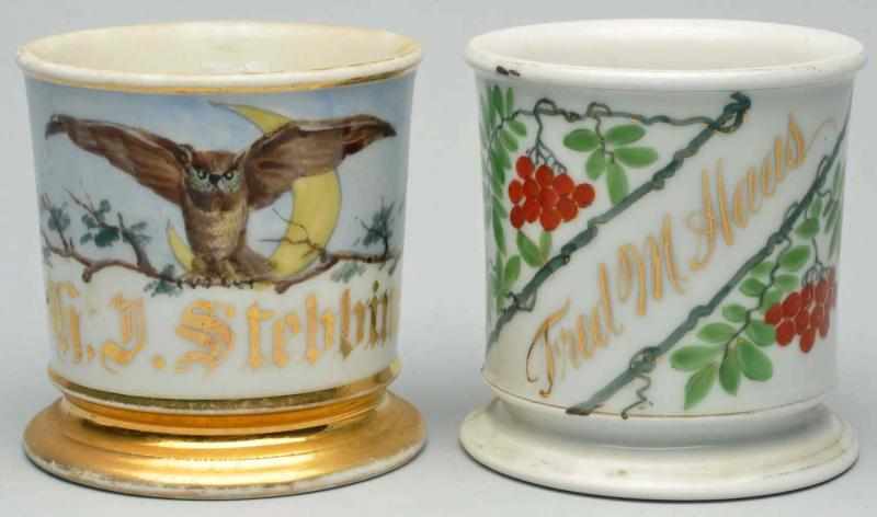 Appraisal: Lot of Shaving Mugs Includes one scenic mug with owl