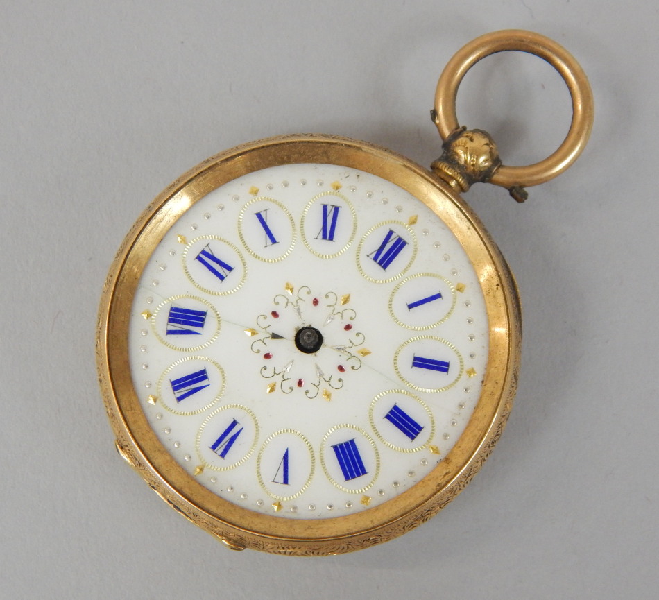 Appraisal: A late th-early thC fob watch in a yellow metal