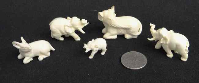 Appraisal: Lot pcs Asian ivory elephants and goat