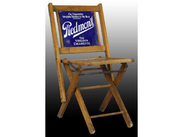 Appraisal: Piedmont Cigarettes Folding Wooden Chair Description Circa to Medium overall