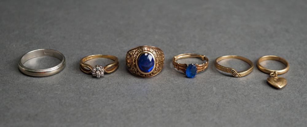 Appraisal: Collection of Six Gold Rings Consisting of a -karat gold