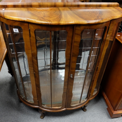 Appraisal: Walnut s display cabinet