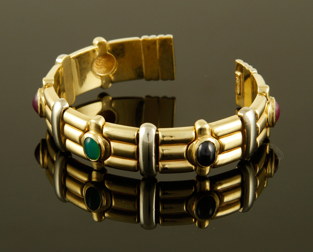 Appraisal: - K Sapphire Ruby and Emerald Bracelet k gold sapphire