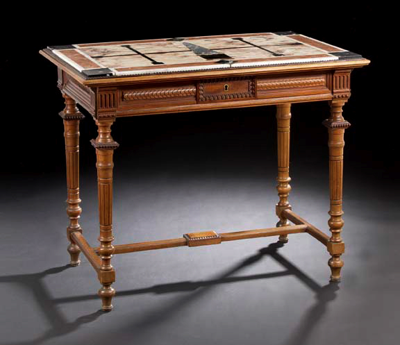 Appraisal: Napoleon III Walnut Oak and Marble-Top Side Table third quarter