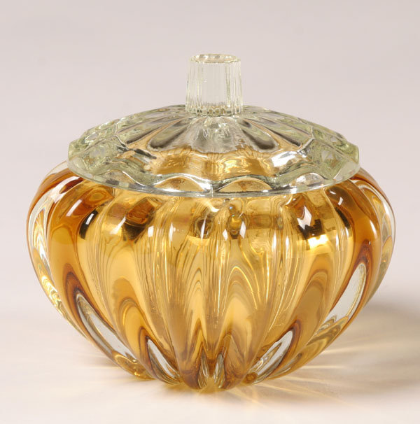 Appraisal: Barbini Art Glass Lidded Dish H x Diam Very good