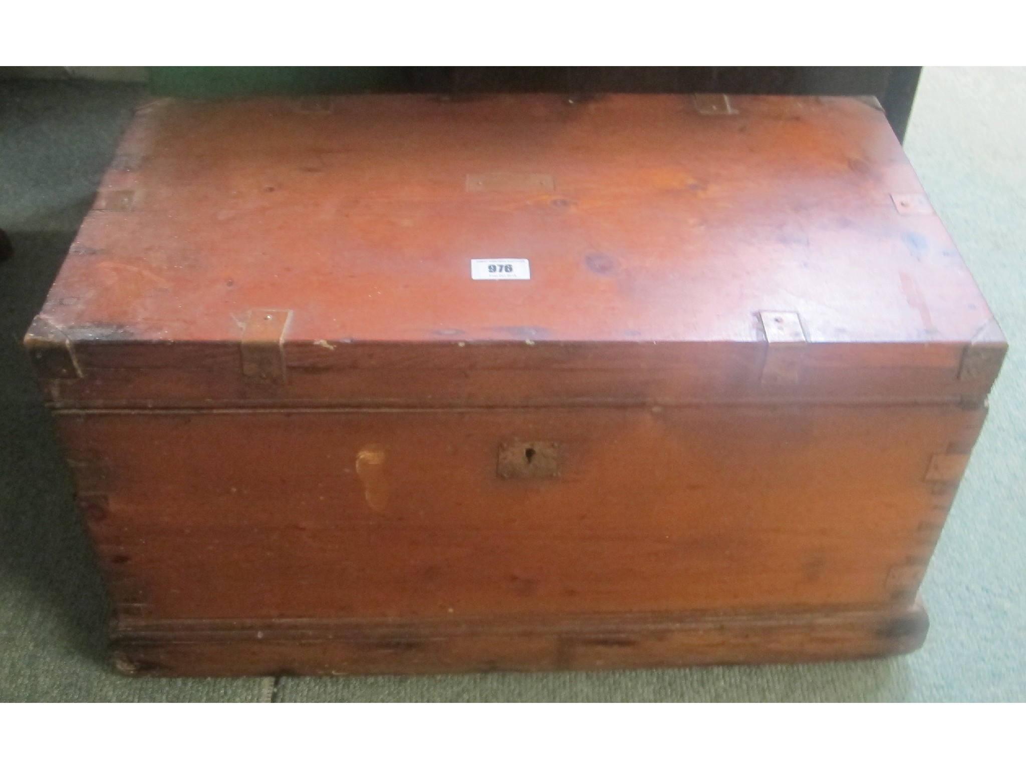 Appraisal: A brass bound pine chest