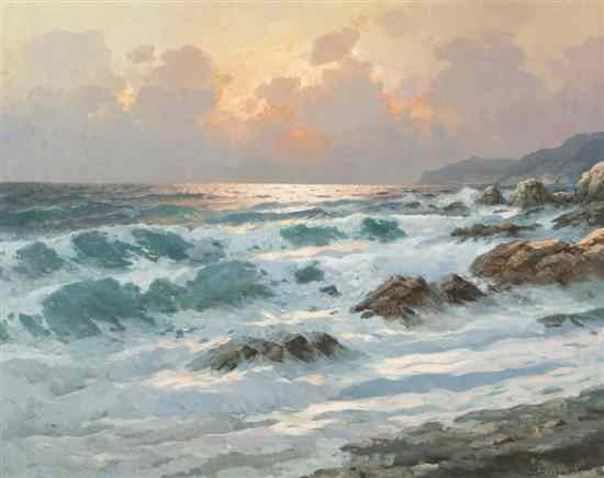 Appraisal: Alexander Dzigurski American - Seascape oil on canvas signed A