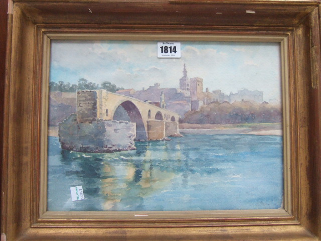 Appraisal: French School early th century The Bridge at Avignon watercolour