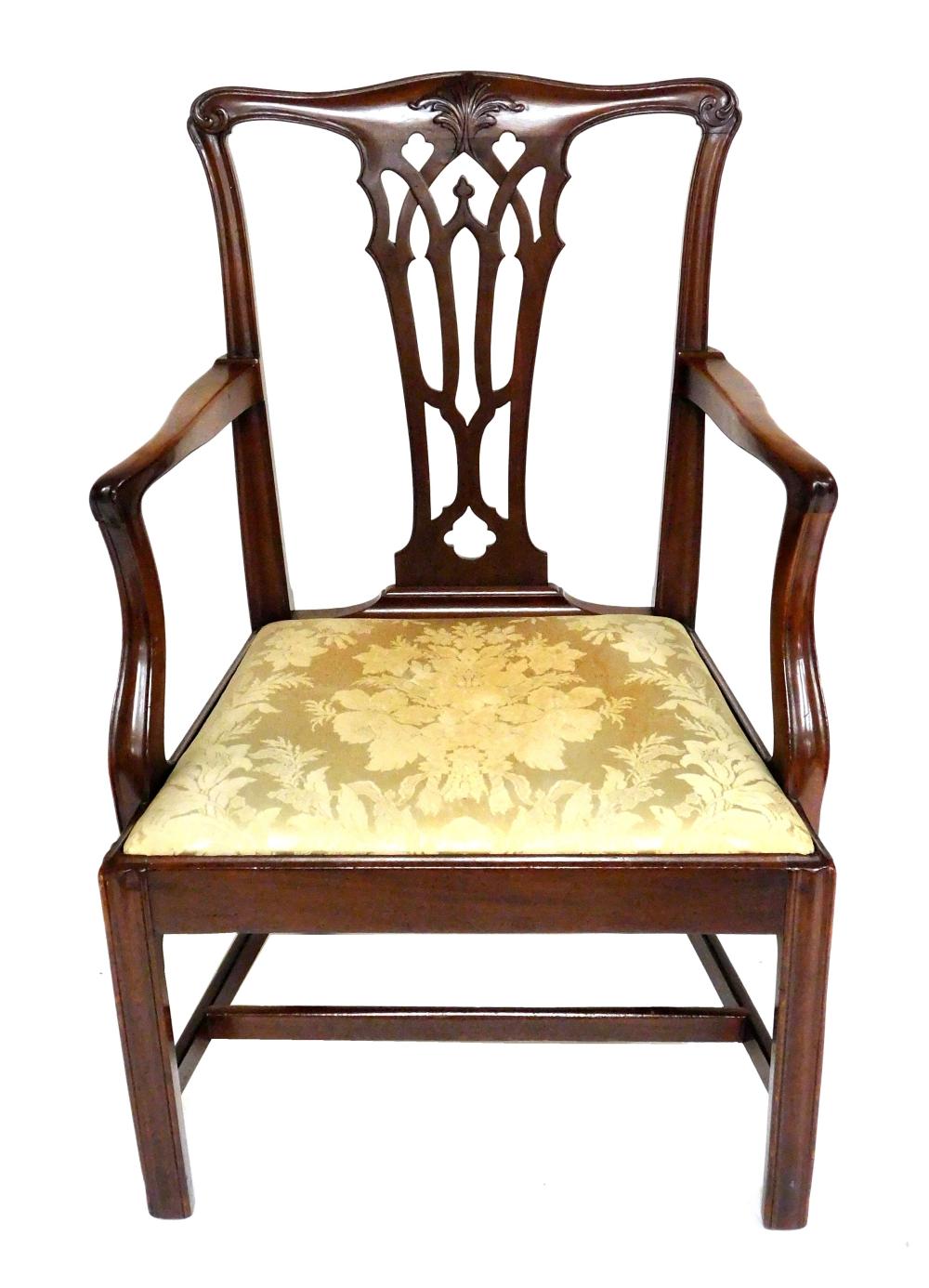 Appraisal: Chippendale armchair American late th C possibly Pennsylvania mahogany shaped