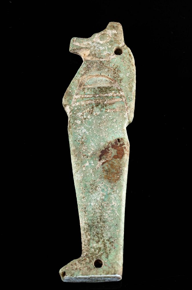 Appraisal: Egyptian Faience Pendant Jackal Head Son of Horus Ancient Egypt