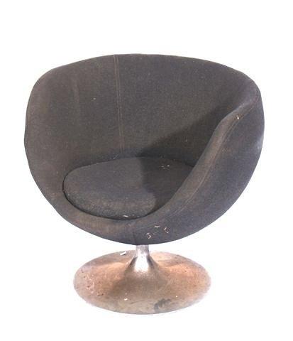 Appraisal: A possibly Eero Aarnio black upholstered chair with chrome base