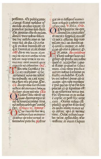 Appraisal: FOUR LEAVES FROM A MISSAL Italy c x mm Double