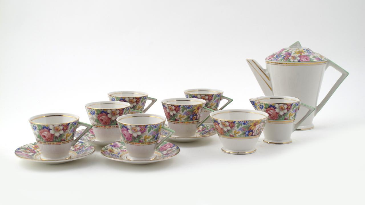 Appraisal: A Palissy chintz coffee set for six