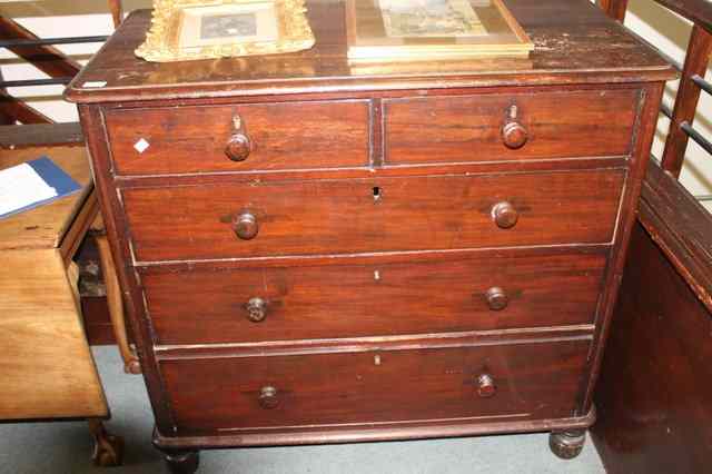 Appraisal: A VICTORIAN MAHOGANY AND STAINED STRAIGHT FRONT CHEST of two