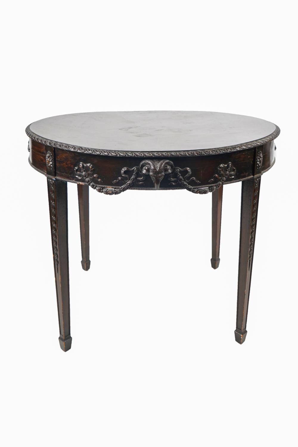 Appraisal: FRENCH NEOCLASSIC STYLE CARVED WALNUT CENTER TABLE inches diameter inches