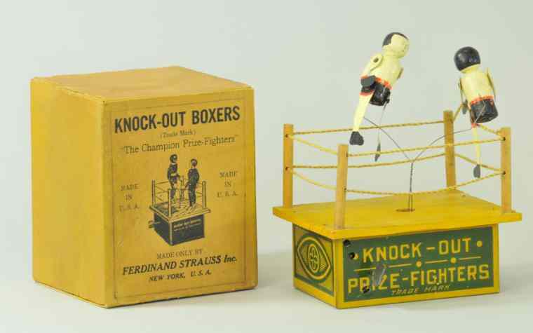 Appraisal: KNOCKOUT BOXERS WITH BOX Ferdinand Strauss litho boxing ring with