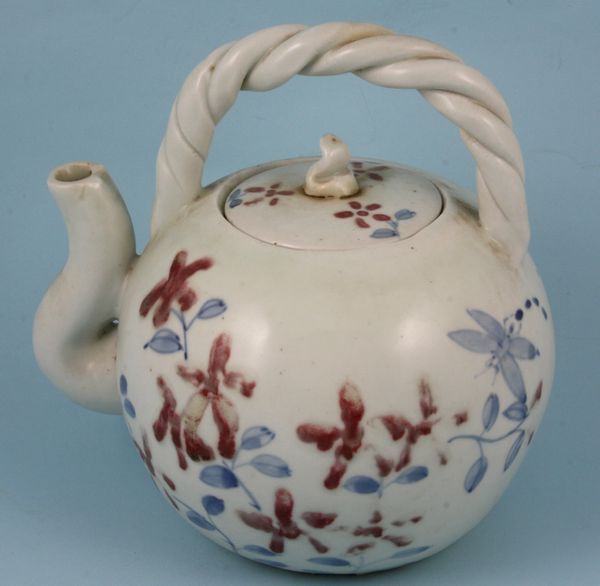 Appraisal: Antique Korean porcelain teapot having a twist handle h EST