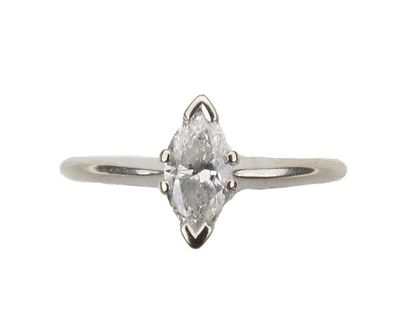 Appraisal: A diamond solitaire ring The marquise shaped diamond is set