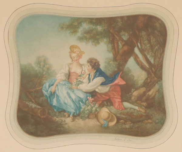 Appraisal: Aurthur Cox English Spring and Autumn after Francois Boucher mezzotints