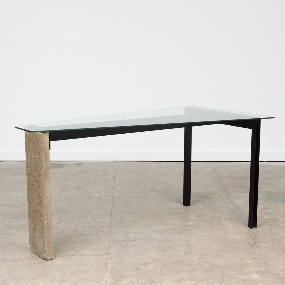 Appraisal: Jonas Bohlin Steel and Concrete 'Concrete' Desk Inset with glass