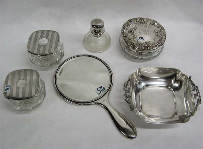 Appraisal: STERLING SILVER BOWL AND DRESSER ACCESSORIES pieces the Fisher Sterling