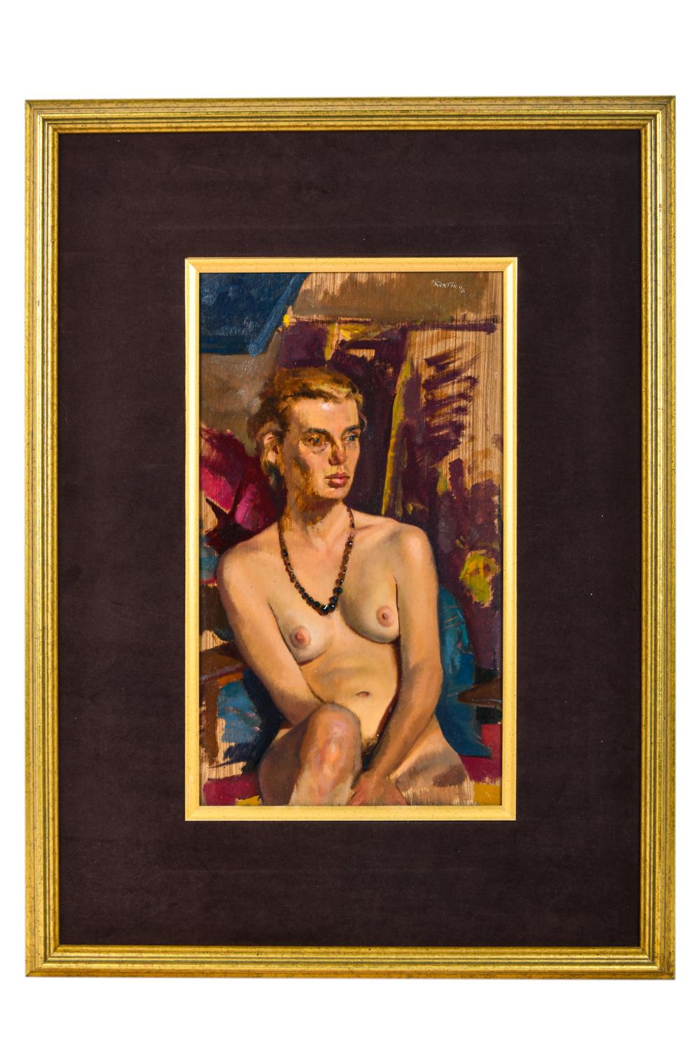 Appraisal: RONALD FRONTIN SEATED NUDE oil on board signed and dated