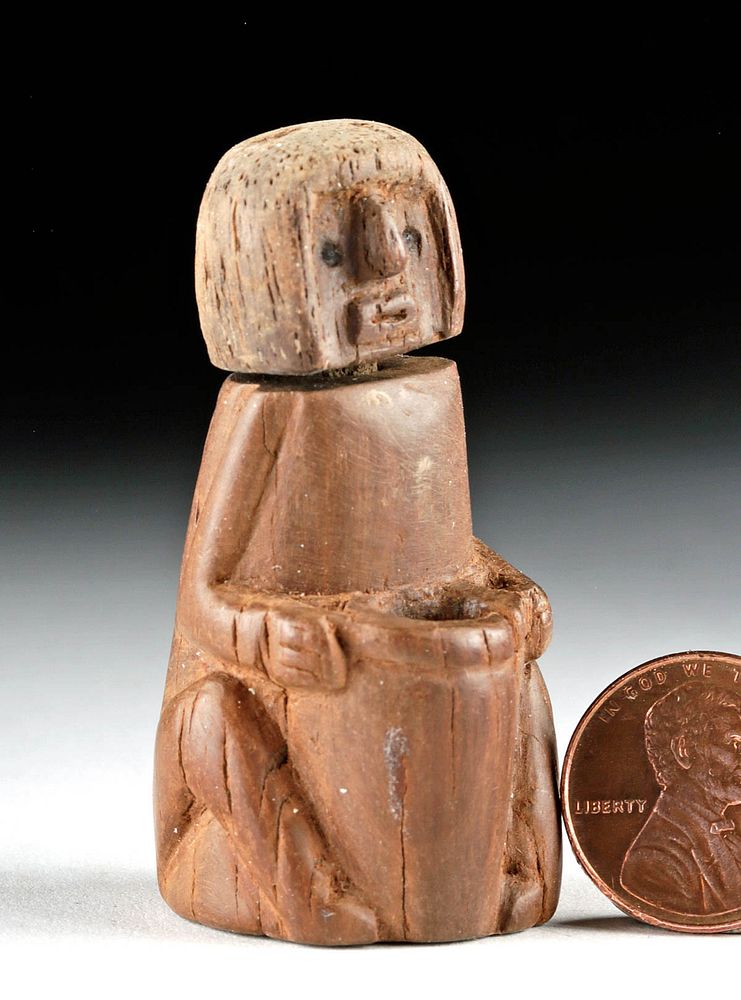 Appraisal: Rare Huari Wood Poporo Stylized Anthropomorphic Figure Originally Listed At