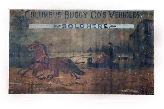 Appraisal: ADVERTISING BANNER Mid th century oil on canvas Large banner