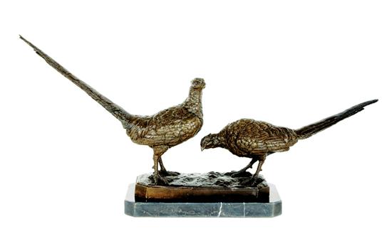 Appraisal: American school th century PHEASANTS bronze with dark patina H