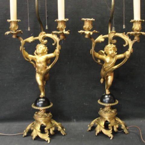 Appraisal: Pair of Bronze Figural Candelabra From a Queens NY estate