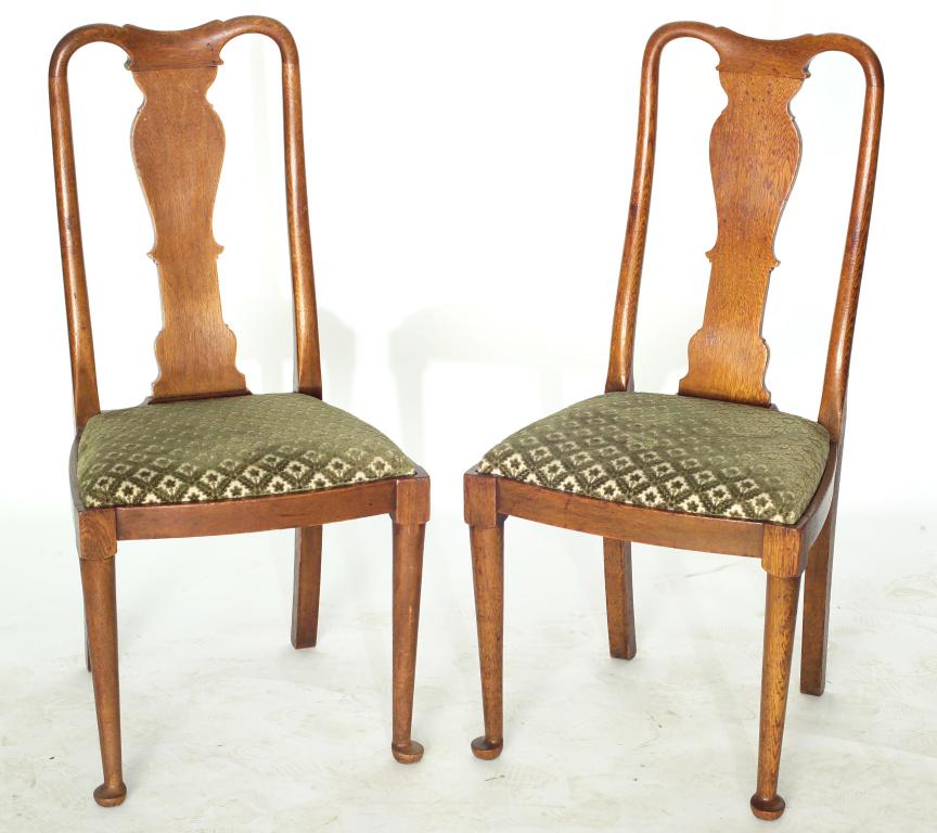 Appraisal: SET OF SIX QUEEN ANNE REVIVAL OAK DINING CHAIRS c