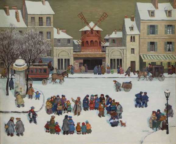 Appraisal: AXATARD Jean Oil on Canvas French Snow Scene Signed 'Xatard'