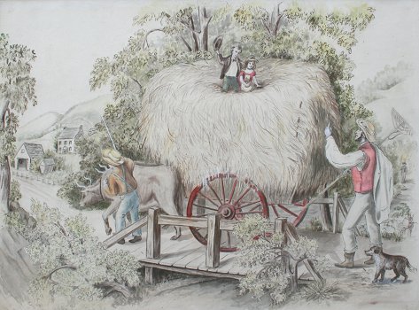 Appraisal: STEWART W American th C Haying scene Pencil Pen and