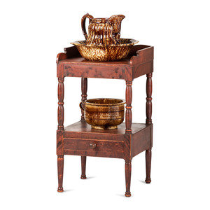 Appraisal: A Painted Wood Wash Stand with a Flint Enamel Water