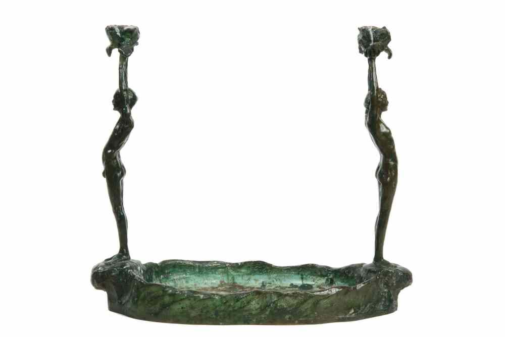 Appraisal: FIGURAL BRONZE CENTERPIECE - 'Poppies' by Valerie Harisse Walter MD