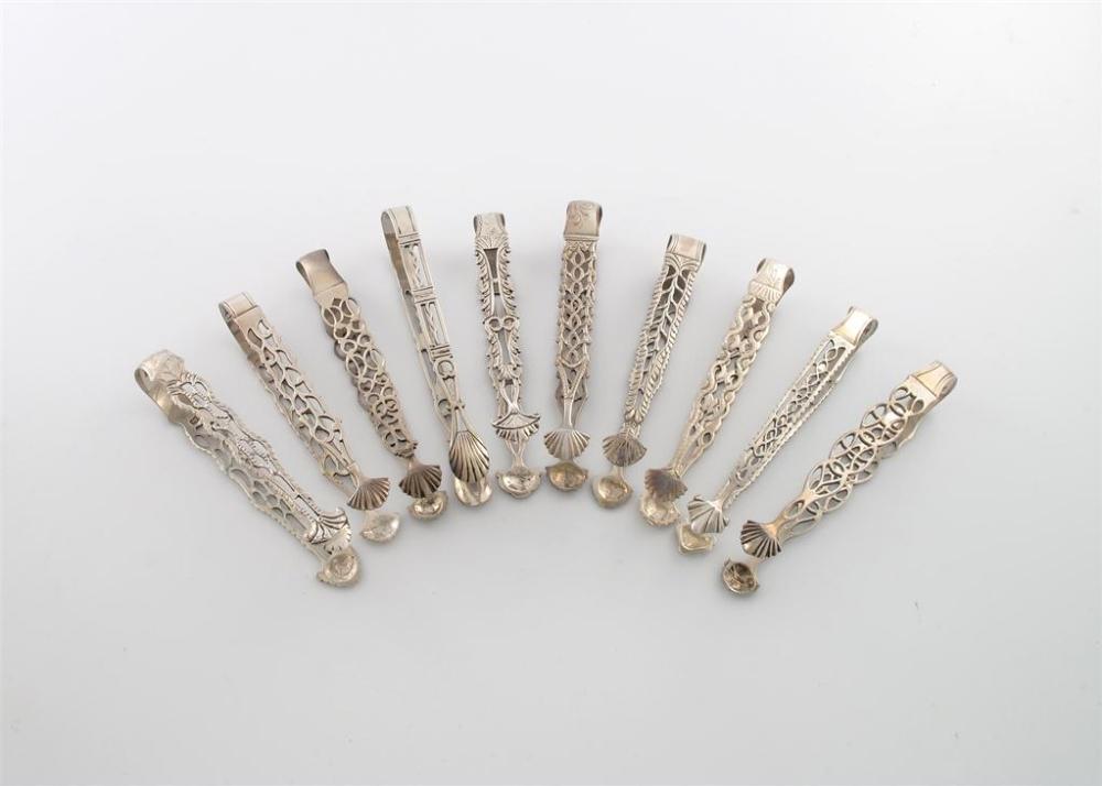 Appraisal: A collection of ten pairs of th century cast silver