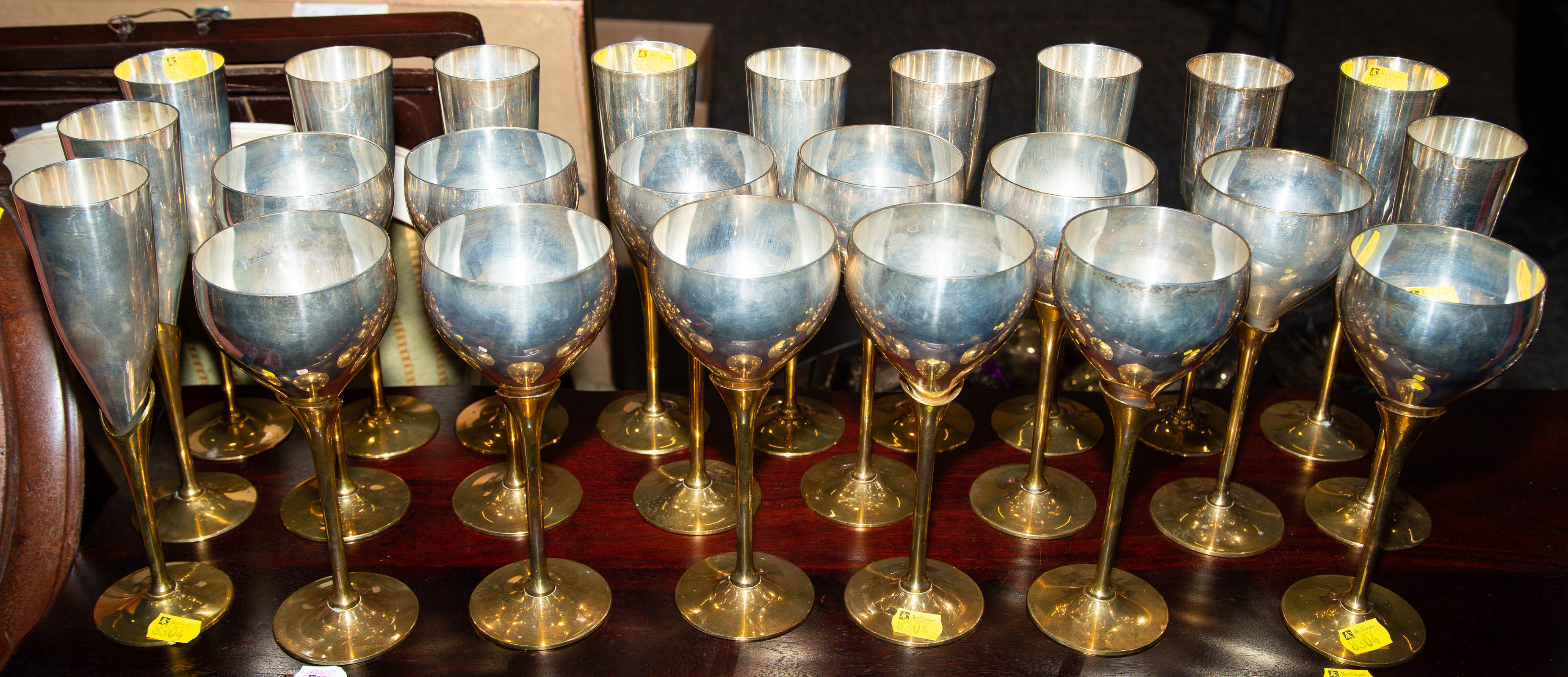 Appraisal: ASSORTMENT OF INDIAN MADE METAL STEMWARE